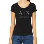 Armani Exchange Maglietta Donna Maniche Corte con Logo Strass
