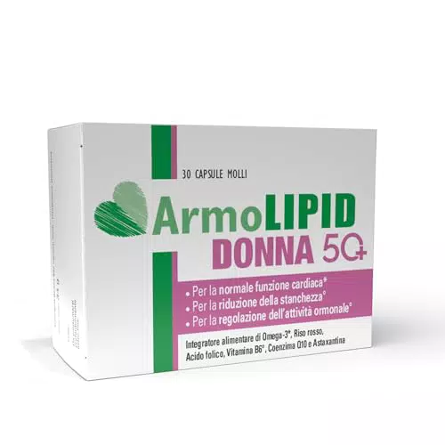 ArmoLipid Donna 50+, Integratore Menopausa con Omega 3, Vitamina B6, Riso Rosso