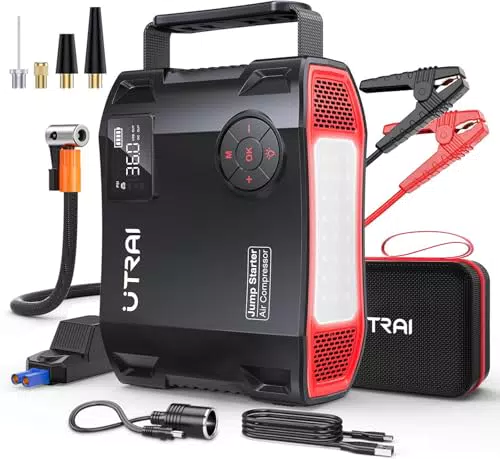 UTRAI DC160 Avviatore Batteria Auto 8000A con Compressore e LED 1600 Lumen
