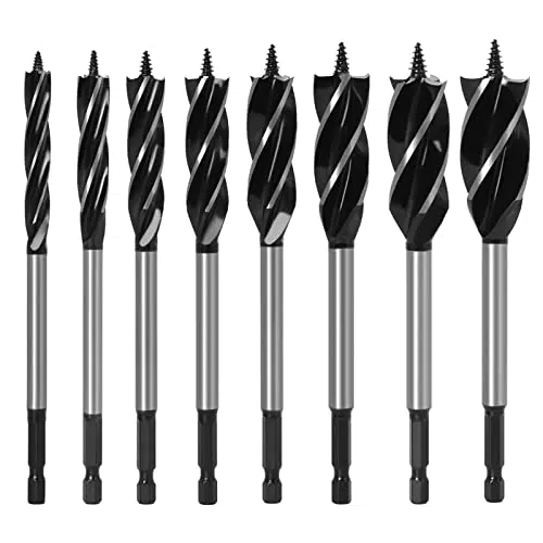 BIGP Set Punte Trapano Legno a Quattro Lame in Acciaio Carbonio Manico Esagonale