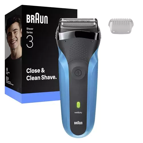 Braun Serie 3 Rasoio Elettrico Uomo Wet&Dry con Regolabarba e 3 Lame Flessibili