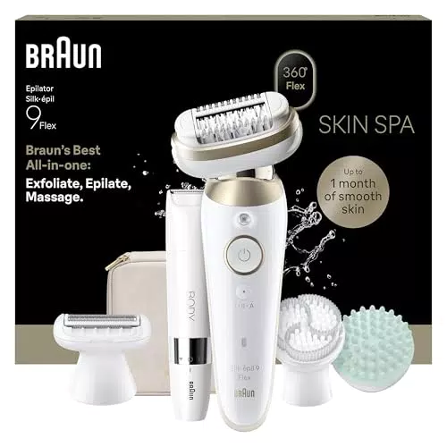 Braun Silk-épil 9 Flex Epilatore Wet & Dry con Testina Flessibile e Mini Rifinitore