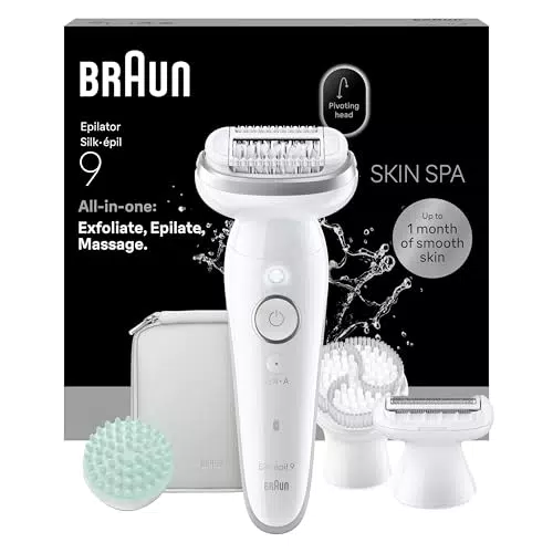 Braun Silk-épil 9 SkinSpa Epilatore Wet & Dry con Testina Flessibile e Accessori