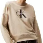 Calvin Klein Felpa Donna Monologo French Terry con Scollo Rotondo
