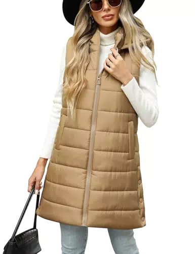 CMTOP Gilet Donna Lungo Trapuntato con Cappuccio Imbottito Autunno Inverno