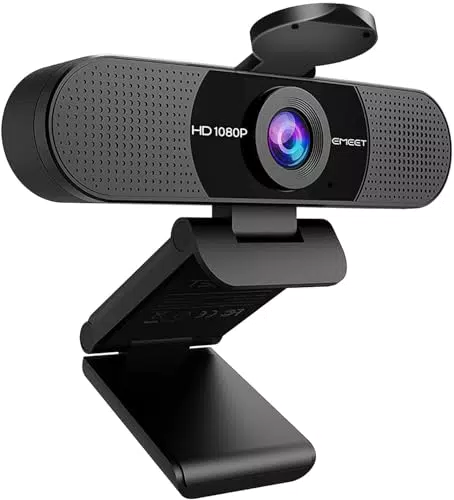 EMEET C960 Webcam 1080P Full HD con Microfono, Correzione Luce, per Meeting e Streaming