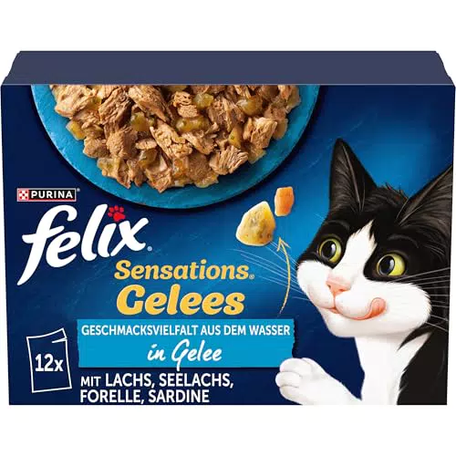 Felix Sensations Gelatine Cibo Umido per Gatti in Gelatina Mix Varietà Pesce