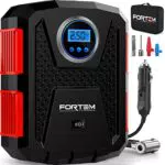 FORTEM Compressore Aria Portatile 12V per Pneumatici e Bici con Luce LED e Manometro Digitale