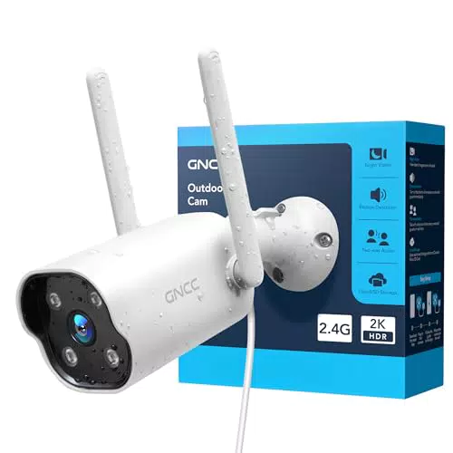 GNCC Telecamera WiFi Esterno 2K Sorveglianza IP65 con Audio Bidirezionale e Sirena
