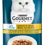 Gourmet Perla Piacere in Gelatina Cibo Umido per Gatti Pollo e Pollo Fritto