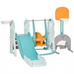 Homcom Scivolo con Altalena, Canestro e Porta Calcio per Bambini 4 Anni