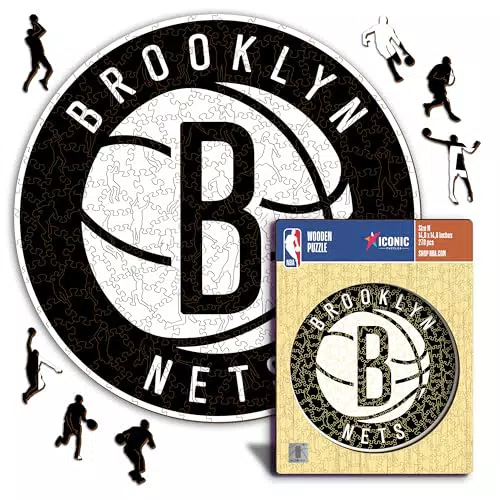 Iconic Puzzles Brooklyn Nets Puzzle di Legno Ufficiale NBA Sostenibile Regalo