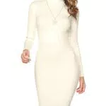 Irevial Vestito Donna Elegante Invernale Maglione Dolcevita Maniche Lunghe Slim Fit