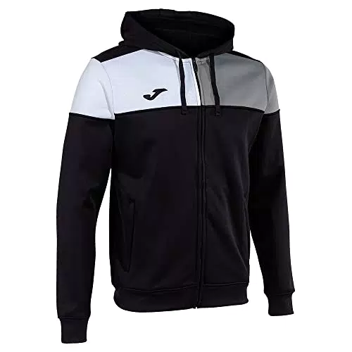 Joma Giacca con cappuccio uomo Crew V nero grigio bianco