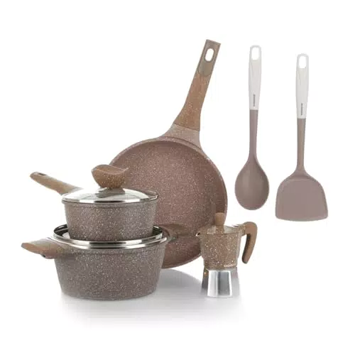 Kasanova Batteria di Pentole Antiaderenti per Induzione e Tutti i Piani Cottura