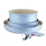 Lagostina Ingenio Pastel, Set di Padelle Antiaderenti 4 Pezzi con Manico Rimovibile