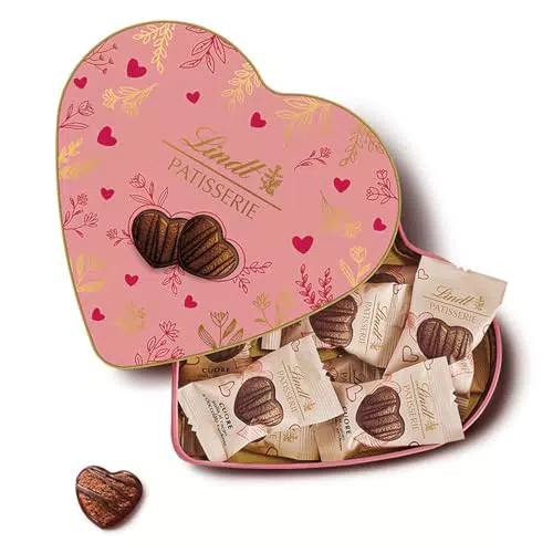 Lindt & Sprüngli Latta Regalo Patisserie Cuore con Biscotti al Cacao