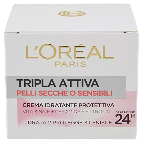 L'Oréal Paris Tripla Attiva Crema Idratante Protettiva Giorno Pelli Secche Sensibili