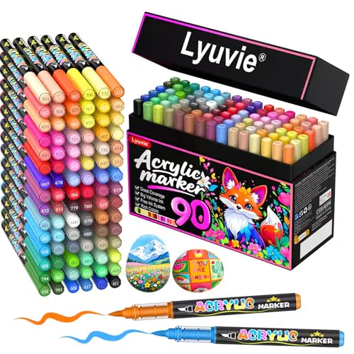 Lyuvie Pennarelli Acrilici a Base d'Acqua per Pittura su Roccia, Legno, Carta, Vetro