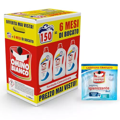Omino Bianco - Detersivo Lavatrice Igienizzante Liquido, 240 Lavaggi