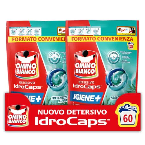 Omino Bianco Idrocaps Detersivo Lavatrice in Capsule Igienizzante Profumo Alpino