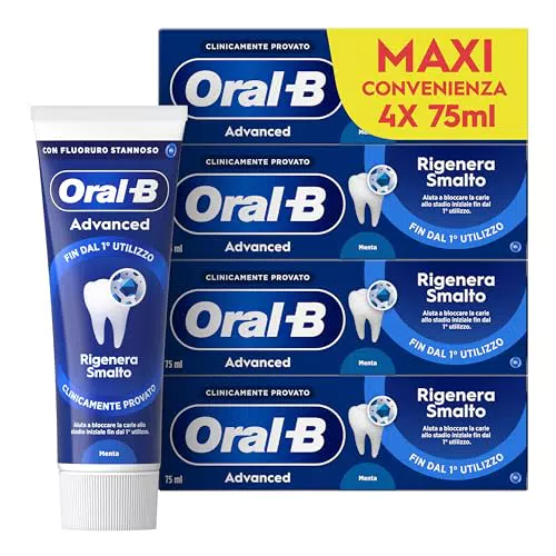 Oral-B Dentifricio Advanced Rigenera Smalto Menta Piperita Eucalipto Pulizia Profonda