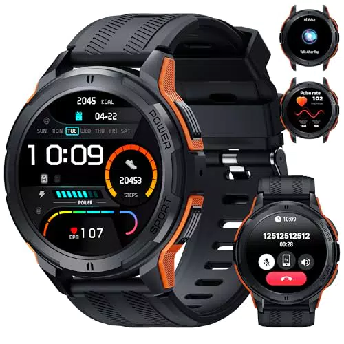 OUKITEL Smartwatch Uomo Militare con Chiamate, Schermo AMOLED, Fitness Tracker