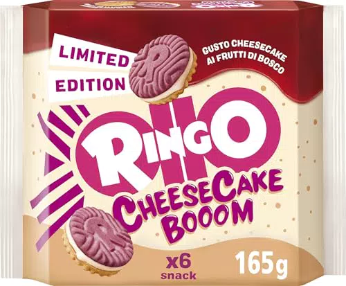 Pavesi Ringo Cheesecake Booom Biscotti Farciti con Crema al Formaggio e Frutti di Bosco