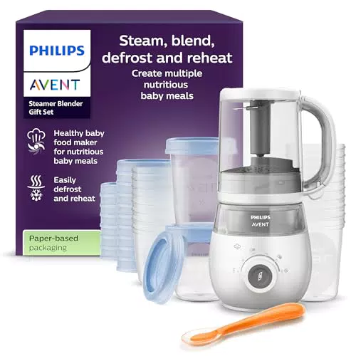 Philips Avent EasyPappa 4 in 1 Steamer Blender, Cuoce Frulla Scongela e Riscalda