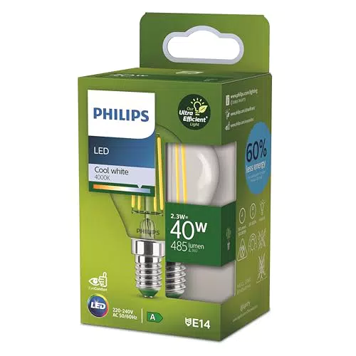Philips Classic Lampadina LED E14 Ultra Efficiente Classe A Sostituisce 40W