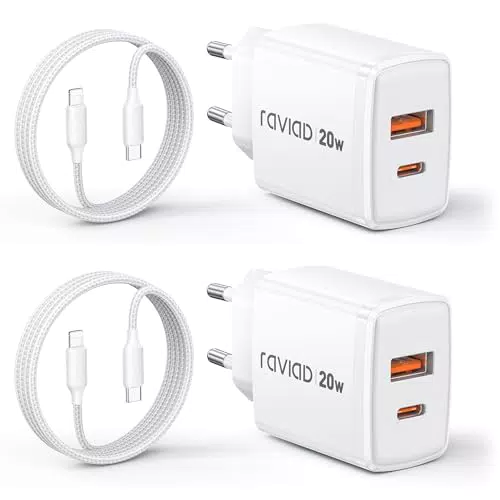 RAVIAD Caricatore USB C 20W con Cavo Lightning per iPhone 14 13 12 11 X XS