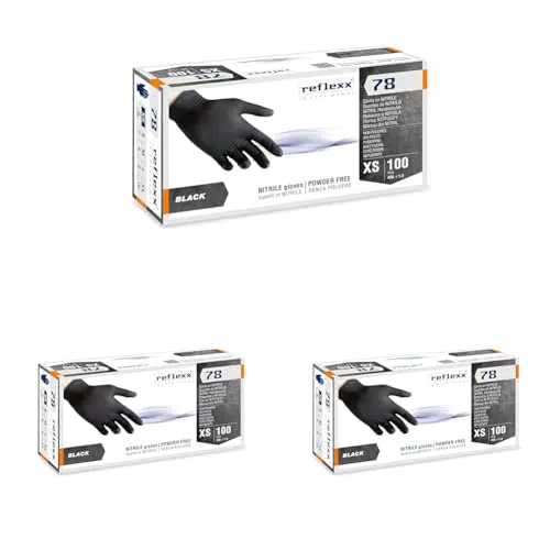 Reflexx R78, Guanti in Nitrile Neri senza Polvere Gr 4