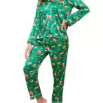 Reliwel Pigiama Donna in Raso a Maniche Lunghe con Bottoni e Scollo V