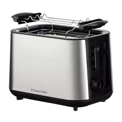Russell Hobbs Tostapane Heaton 2 Fette con Fessure Larghe, Scaldapanini, Scongela