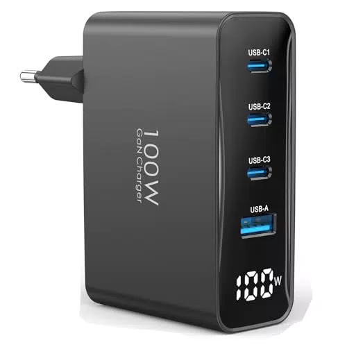 Topadre Caricatore USB C 100W con Display Digitale per Ricarica Veloce