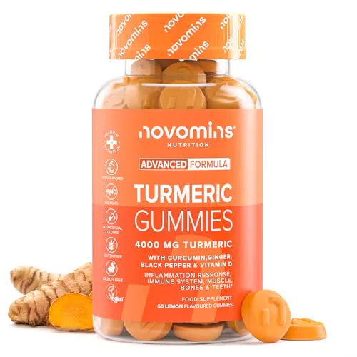 Novomins Turmeric Gummies con Zenzero, Curcumina, Pepe Nero e Vitamina D