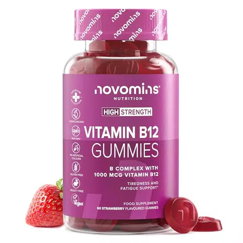 Novomins Vitamina B12 Complex Vegano con Vitamina C, B6, Biotina, Masticabile Adulti