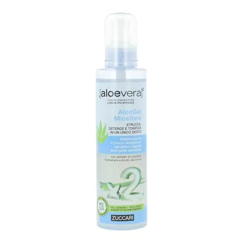 Zuccari Aloevera2 Aloegel Micellare Gel 3 in 1 con Aloe Vera per Pelli Sensibili