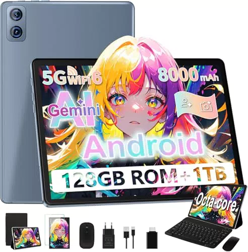 Gemini 2026 Tablet Android 10 Pollici FHD, Octa-Core, 22GB RAM, 5G WiFi, Tastiera