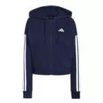 Adidas Felpa Donna Essentials 3-Stripes French Terry Full Zip con Cappuccio