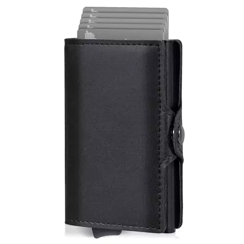 AISIR Porta Carte di Credito Uomo Slim con Protezione RFID e Scomparti Banconote Monete