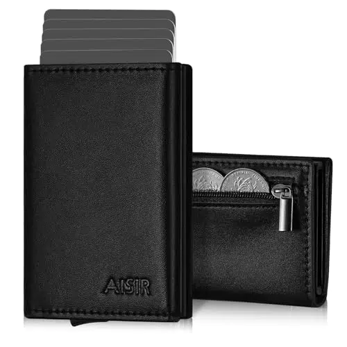 AISIR Porta Carte di Credito Uomo Slim con Protezione RFID e Scomparti Portafoglio