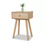 Avilia Comodino Bambù Camera da Letto con Cassetto, Design Retrò Naturale