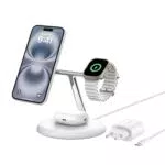Belkin Supporto Ricarica Wireless Magnetica 3 in 1 Qi2 15W MagSafe per iPhone Apple Watch AirPods