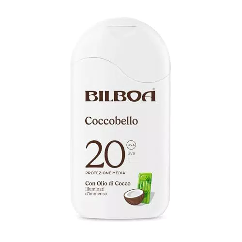 Bilboa Coccobello Latte Solare SPF 20 con Olio di Cocco Resistente all'Acqua