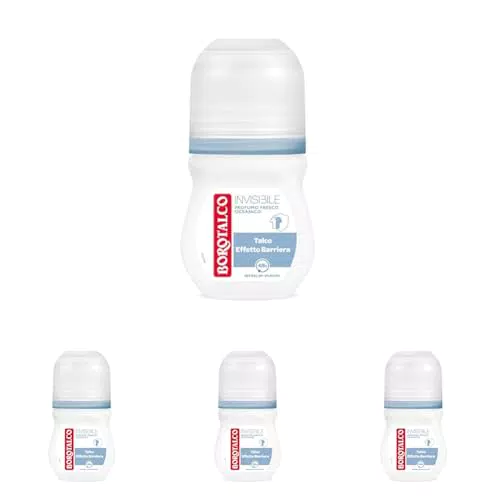 Borotalco Deodorante Roll On Invisibile Senza Alcool con Talco Effetto Barriera 48h