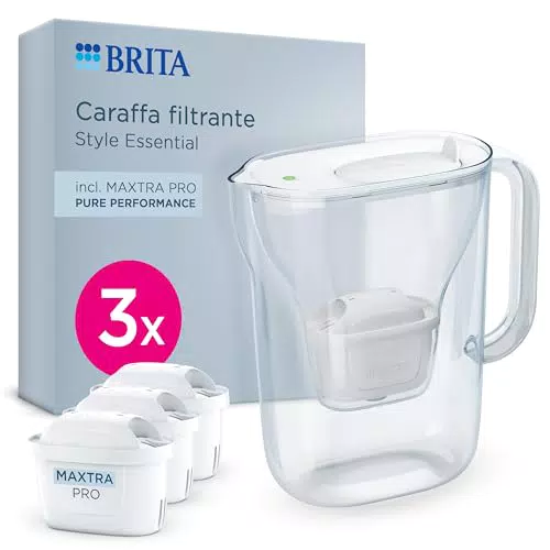 Brita Caraffa Filtrante Style Essential Riduce Cloro Calcare PFAS Metalli Frigorifero