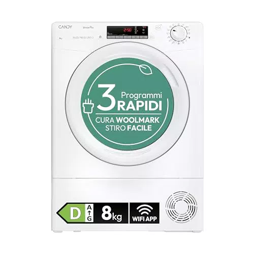 Candy Smart Pro CRO EH8N2TE-S Asciugatrice Pompa di Calore Wi-Fi, Stiro Facile, Classe D
