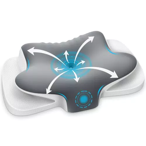 Ehomfory Cuscino Cervicale Ergonomico Memory Foam 2 in 1 con Federa Lavabile