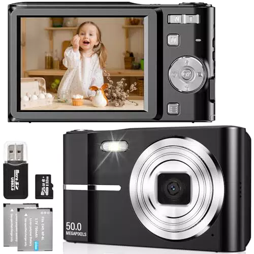 FAYIBUY Macchina Fotografica Digitale 50MP Zoom 16X, Video 1080P FHD, Scheda 32GB